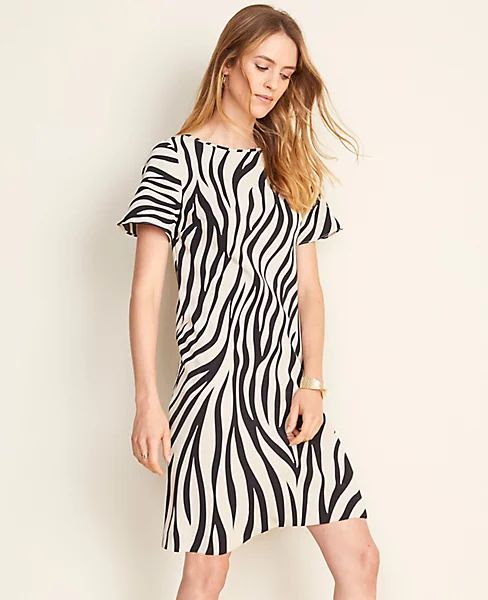 Zebra Print Flutter Sleeve T-Shirt Dress | Ann Taylor (US)