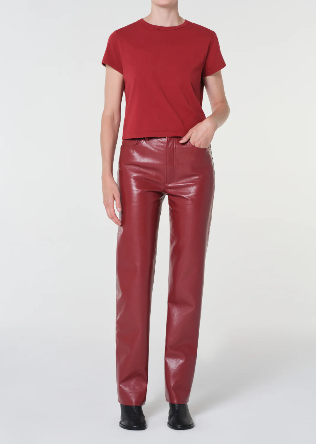 90S Pinch Waist Long High Rise Straight in Brick | AGOLDE