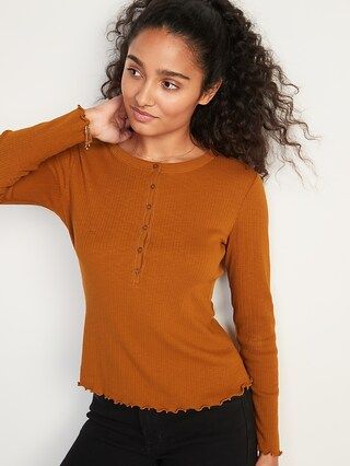 Long-Sleeve Rib-Knit Henley T-Shirt for Women | Old Navy (US)