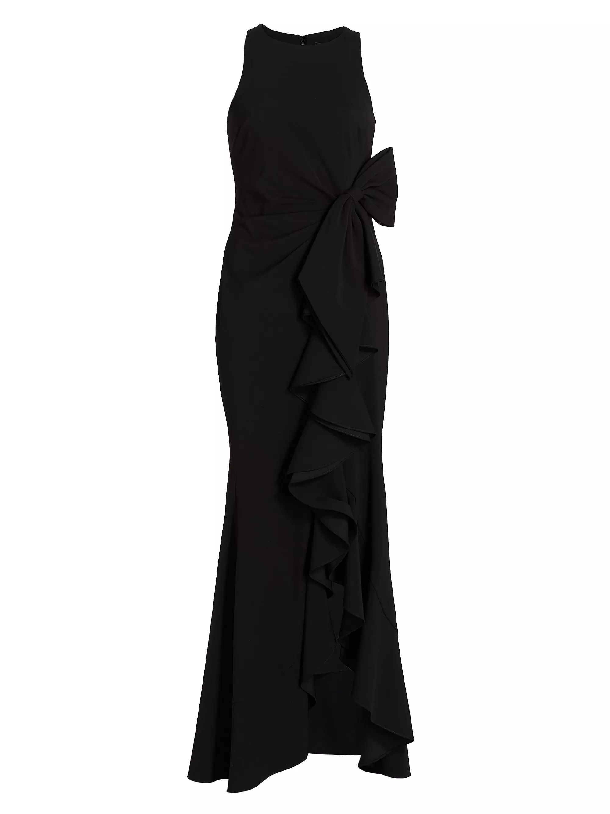 BlackAll Evening GownsOnly at SaksBadgley MischkaOdessa Asymmetric Sleeveless Column Ruffle-Skirt... | Saks Fifth Avenue