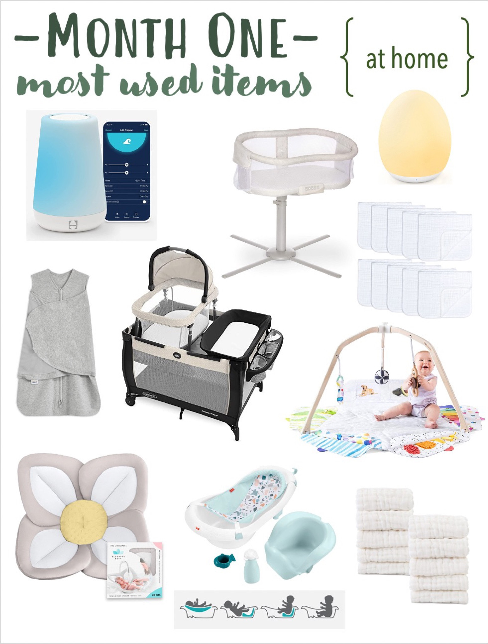 our little E is ONE MONTH old, how how how!? 

In month one, here are the things we used the most (besides diapers, of course) —

Hatch Rest Sound Machine & Light: love love love this for white noise at night + a soft light that doesn’t keep baby alert. Yellow light + washing machine sounds are our current favs

Egg Nightlight: perfect for middle of the night feedings and diaper changes 

Halo Swaddle Sleepsack: keeps baby nice & cozy while also allowing for easy diaper changes in the middle of the night 

Halo Swivel Sleeper Bassinet: easy to get baby in and out of, even when mom is still recovering! Keeps baby close for middle of the night checks/feeding/diaper changes while also being a safe sleep space

Pack n Play: the portable bassinet is great for having a safe sleep space that can be easily moved around the house! The changing table is also great to have multiple diaper change stations

Lovevery Play Gym: we love love love this for tummy time, and it will grow with baby for a long time! 

Flower Bath: we actually use this in the bigger baby bath and place it on the counter to save our backs; we found it easier to use with little baby than the sling 

4-in-1 Baby Bath: will grow with baby! The little cup that comes with it are super helpful for rinsing baby 

Muslin Burp Cloths: you simply cannot have enough… period 

Muslin Wash Cloths: super soft on that sweet baby skin and just the perfect size 

#LTKbaby #LTKbump #LTKkids