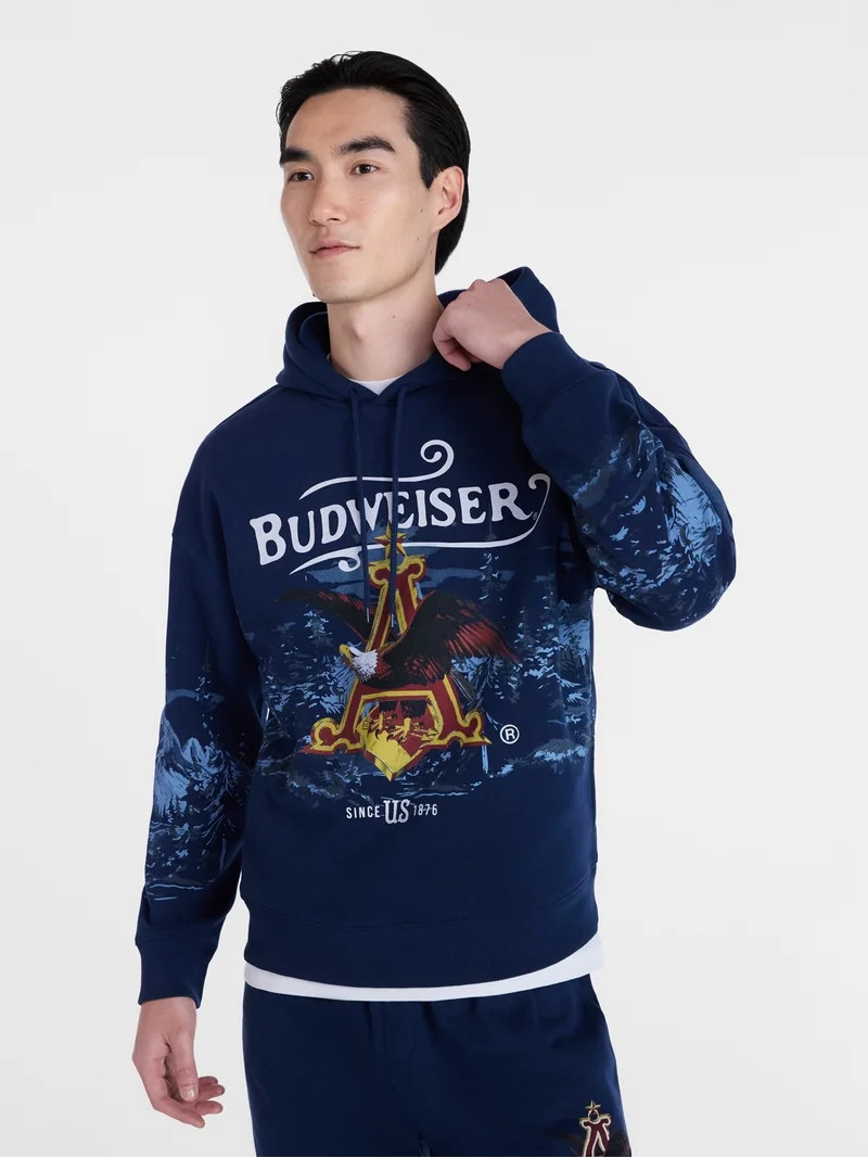 Budweiser Men's and Big Men's Graphic Fleece Hoodie, Sizes XS-3XL | Walmart (US)