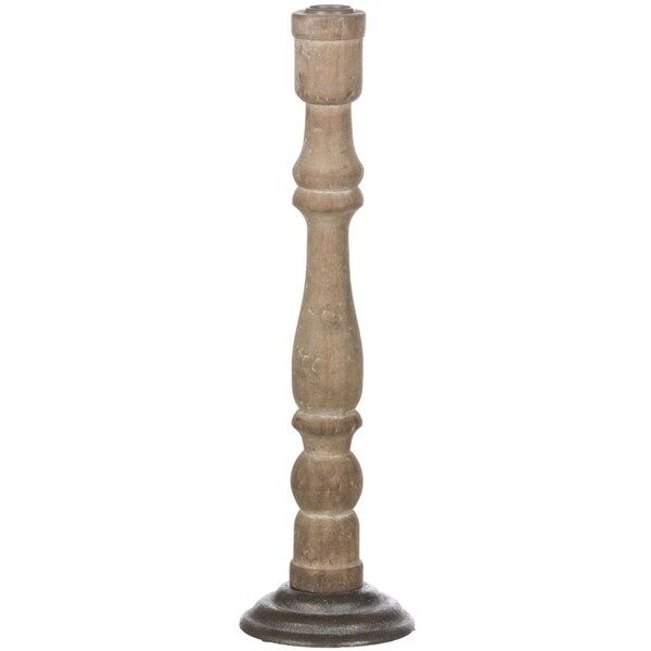 Rustic Wooden Candlestick with Metal Base | Bed Bath & Beyond