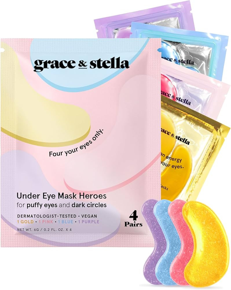 grace & stella Under Eye Gel Patches Multi-Color Pack - 4 Pairs of Under Eye Patches for Dark Cir... | Amazon (UK)