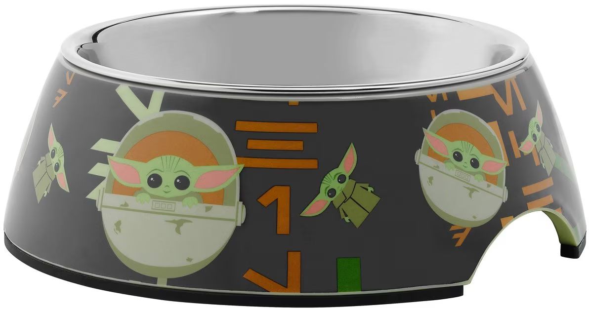 STAR WARS THE MANDALORIAN GROGU AUREBESH Non-Skid Stainless Steel with Melamine Stand Dog Bowl | Chewy.com