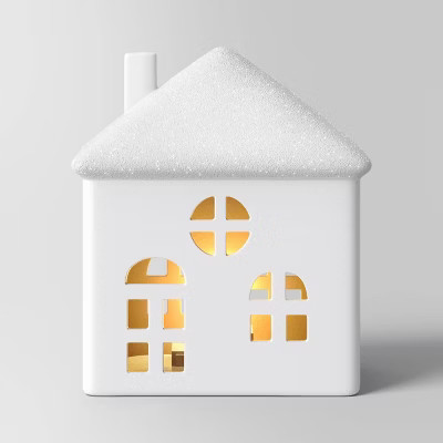 5" Battery Operated Lit Wide Ceramic House with Windows Christmas Village Building - Wondershop... | Target