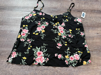Old Navy Womens Tank Top Size Small Black with Floral design M7 | eBay US