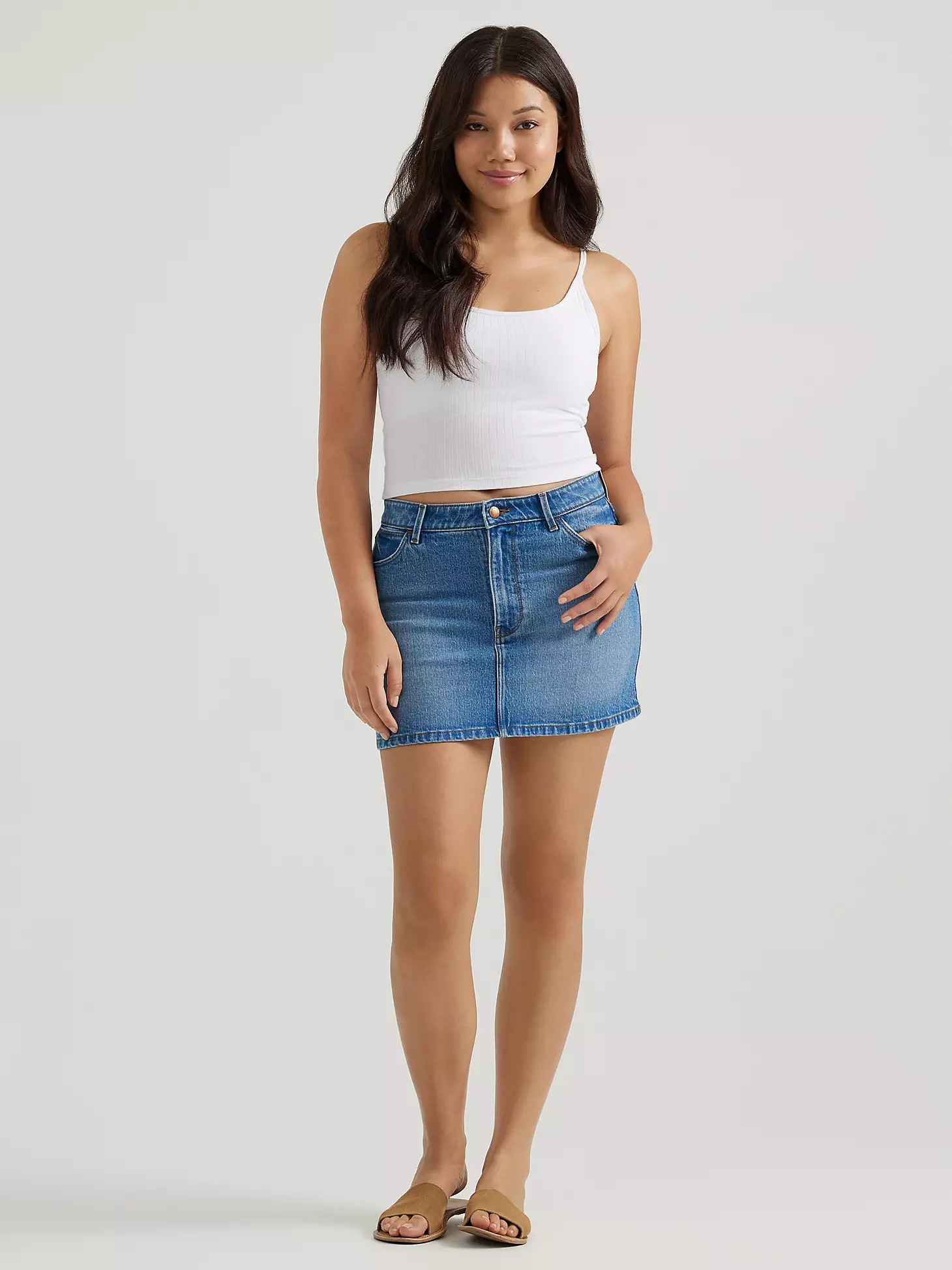 Women's Denim Mini Skirt in Carolina Blue | Wrangler