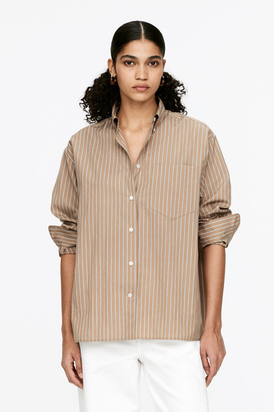 Cotton-Silk Shirt – Beige/Striped – Women – ARKET GB | Arket UK