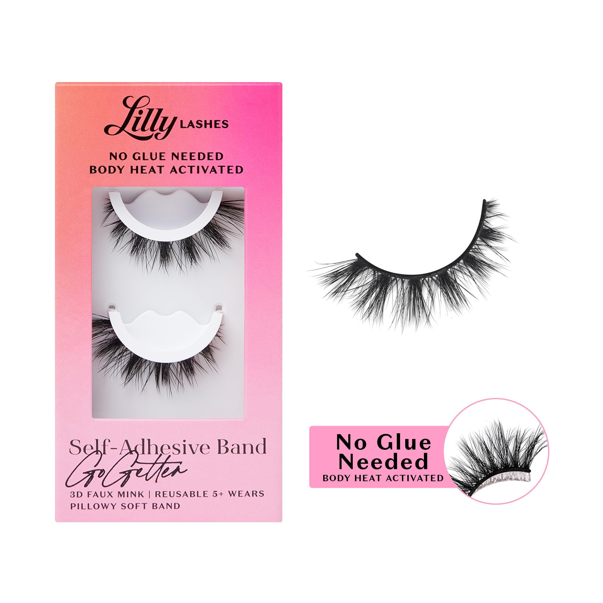 Lilly Lashes 3D Self Adhesive Eyelashes, No Lash Glue Needed, Body Heat Activated Press on Lashes... | Amazon (US)