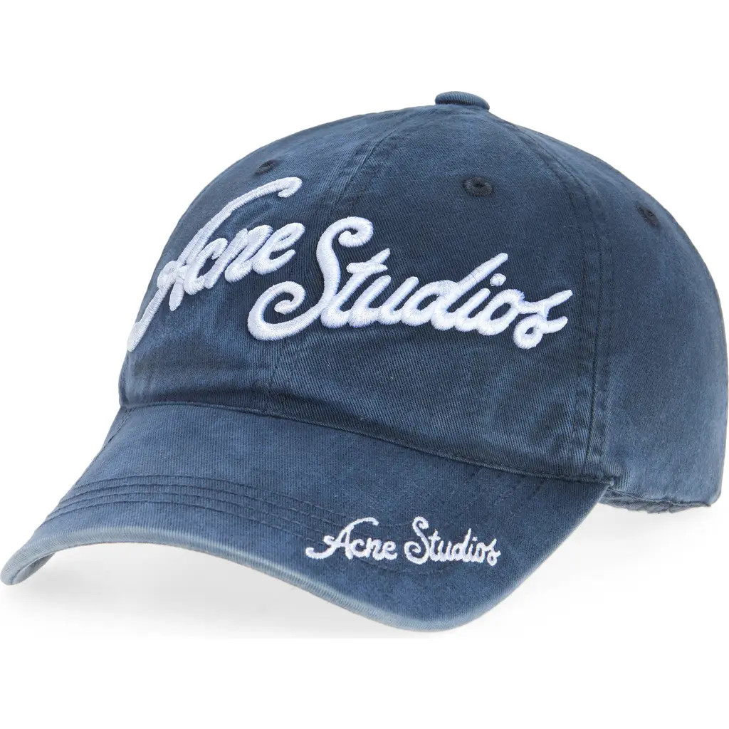 Acne Studios Carliy Venice Embroidered Logo Baseball Cap in Deep Blue at Nordstrom | Nordstrom