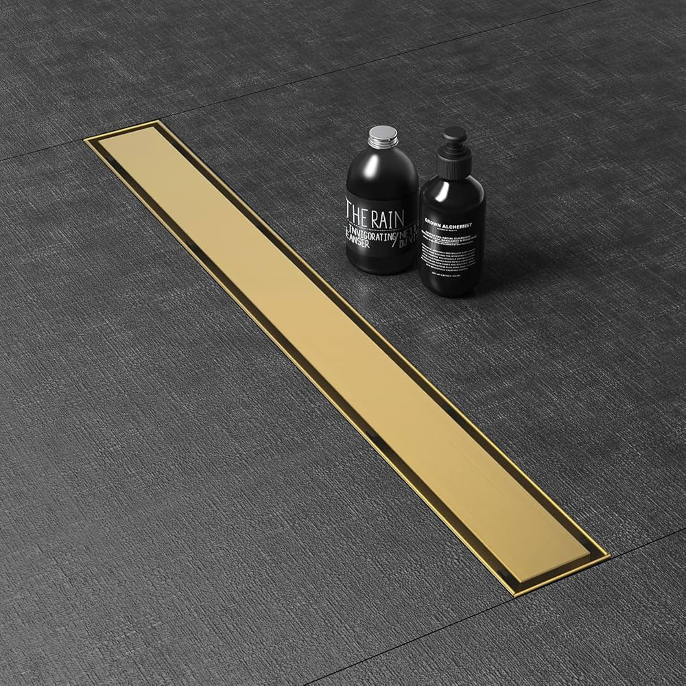 WEBANG 24 Inch Shower Linear Gold Drain Rectangular Floor Drain with Accessories Reversible 2-in-... | Amazon (US)