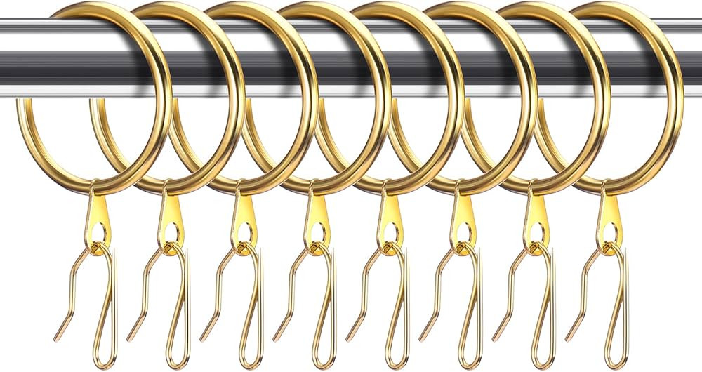 Hotop 30 Pcs Metal Drapery Curtain Rings 0.98/1.26/1.65 inch Interior Diameter and 30 Pcs Hanging... | Amazon (US)