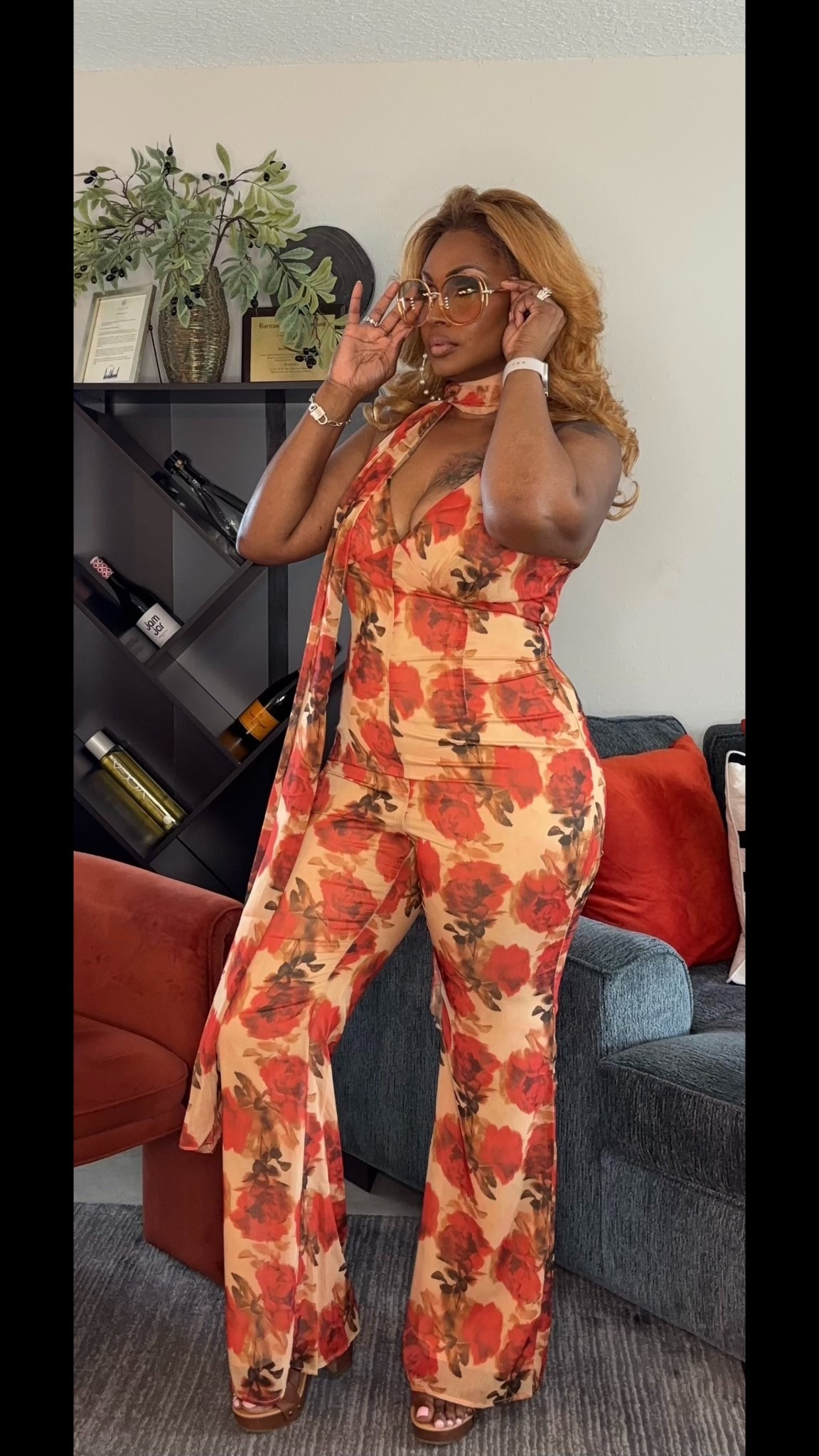 1970’s Outfit. Retro jumpsuit with platform heel. 

#LTKMidsize #LTKootd #LTKTall