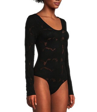 Knit Long Sleeve Texture Bodysuit | Dillard's