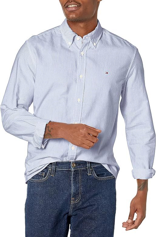 Tommy Hilfiger Men's Long Sleeve Button Down Oxford Shirt in Custom Fit | Amazon (US)