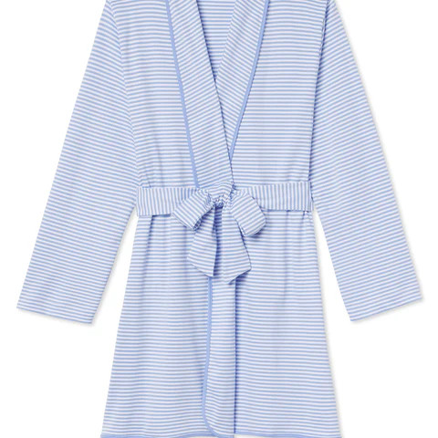 Pima Short Robe in Hydrangea | Lake Pajamas