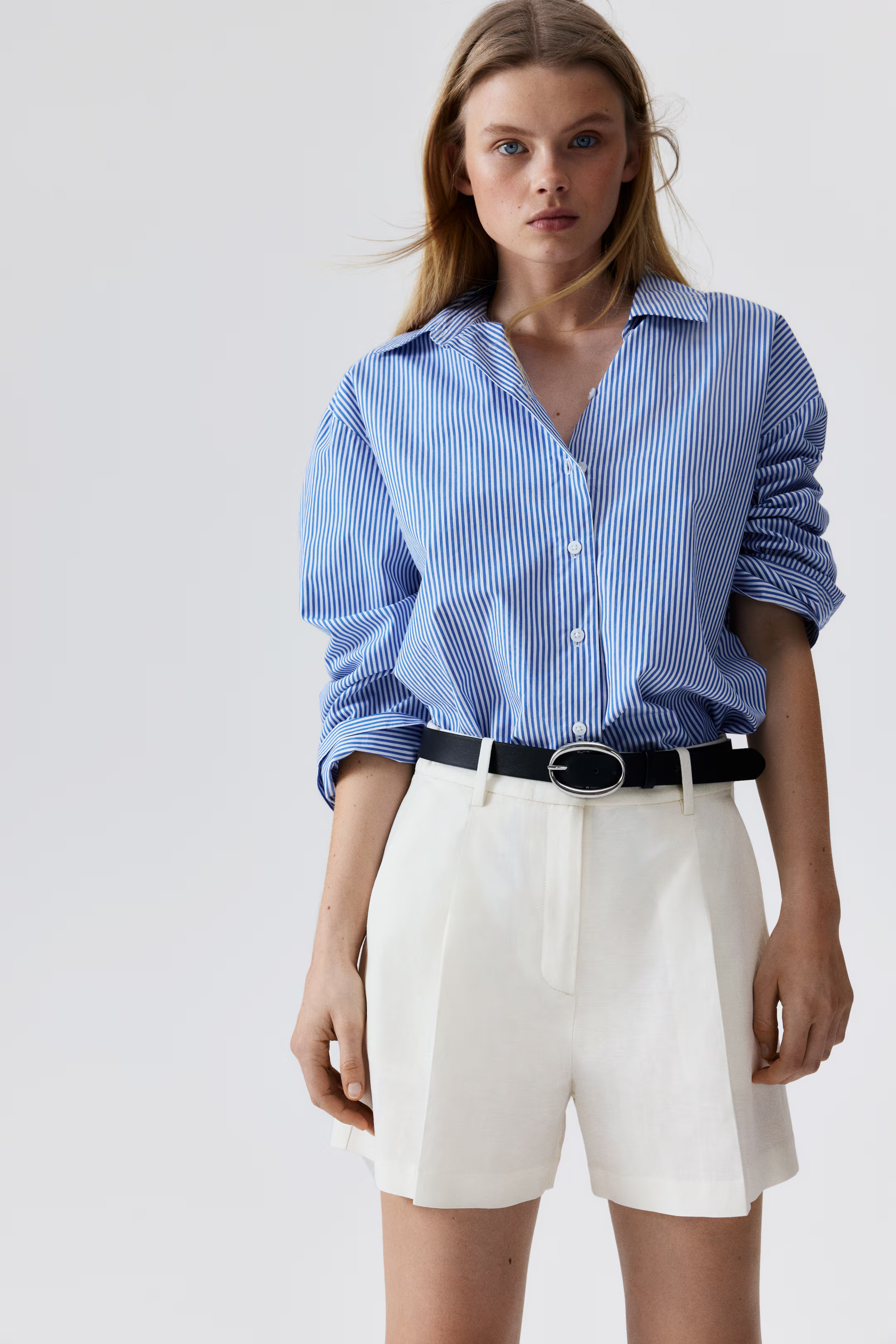 Shorts in misto lino - Bianco - DONNA | H&M IT | H&M (FR, IT, ES, PT, BE)