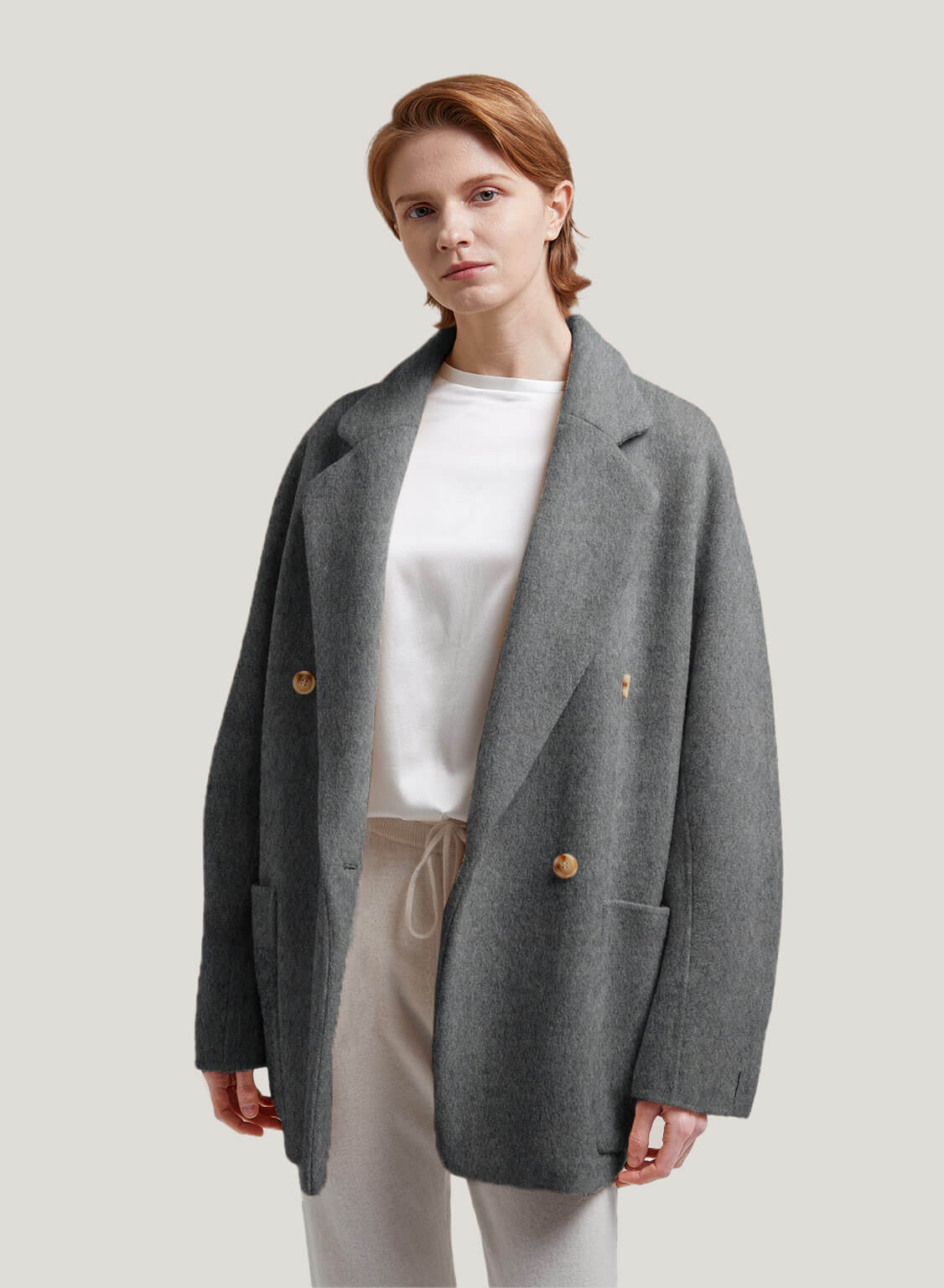 Peaked Lapel Wool Coat | Gentle Herd