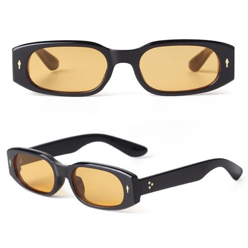 SDINM Yellow Lens Sunglasses for Women, Orange Tinted Sunglasses, Yellow Tinted Sunglasses, Retro Rectangle Sunglasses | Amazon (US)