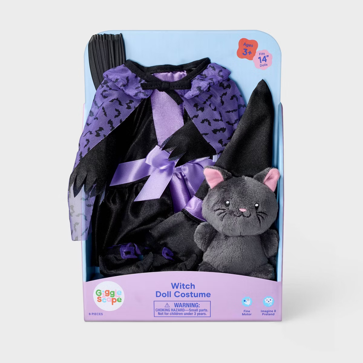 14" Baby Doll Halloween Witch Outfit - Gigglescape™: Fantasy Polyester Costume, 8-Piece Set | Target