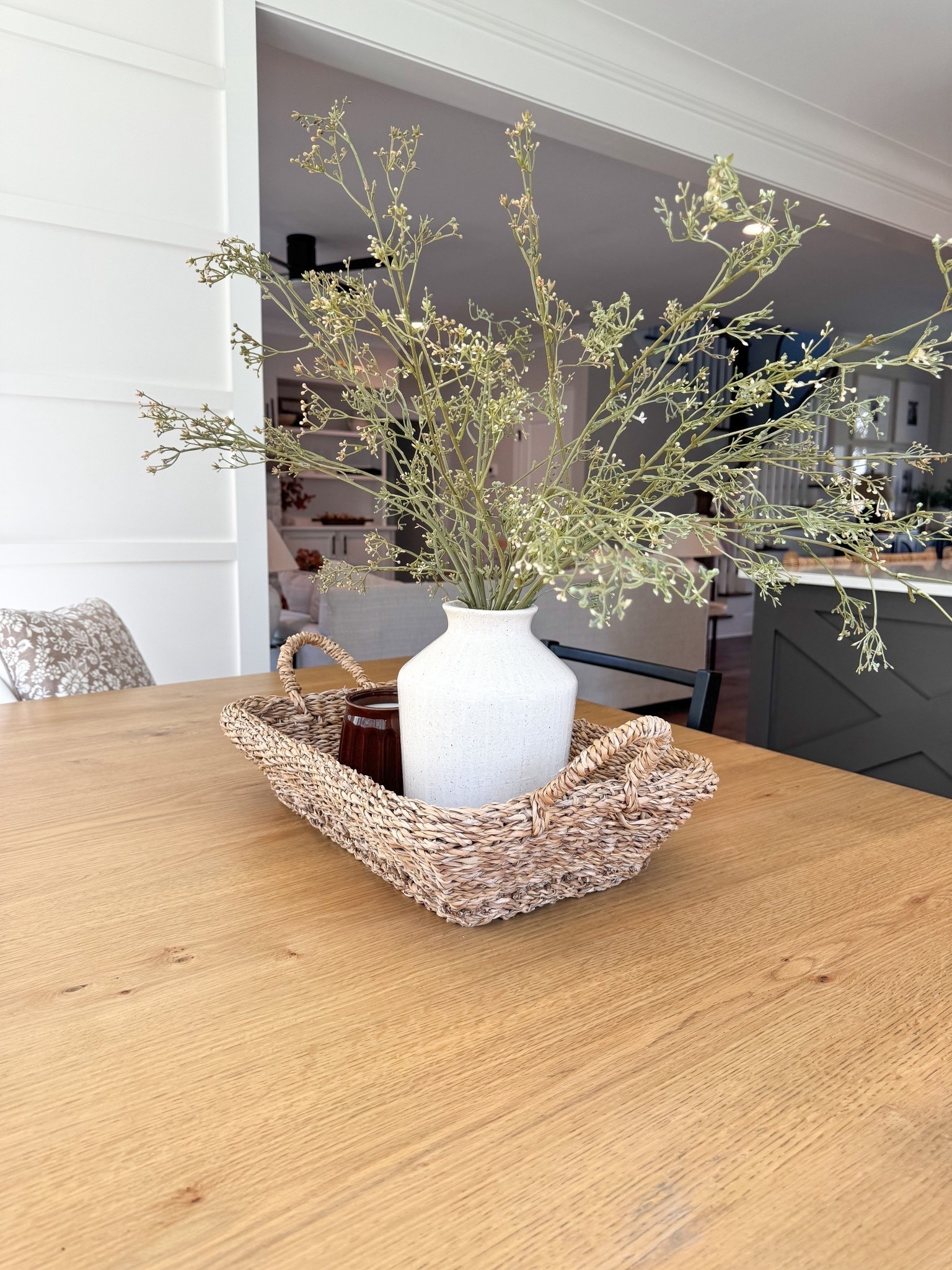 Table centerpiece, fall stems, fall florals,
Simple table decor, woven tray, modern organic kitchen, table decor

#LTKmomlife #LTKHome
