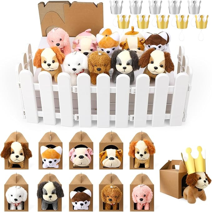 36Pcs Adopt A Puppy Party Favors Mini Stuffed Animals Plush Toy Set Includes 10Pcs Mini Plush Dog... | Amazon (US)