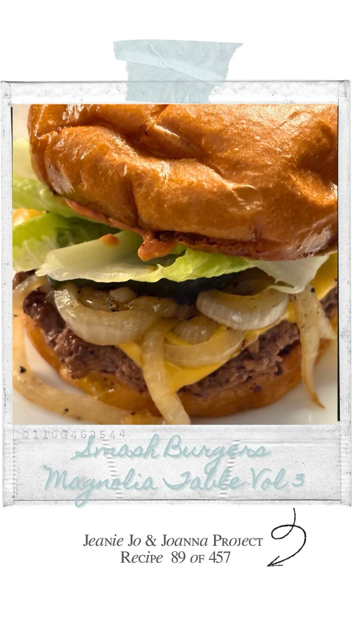 We did the mash … the burger smash.
Because sometimes dinner deserves its own dance break. The skillet sizzled, the cheese melted, and suddenly it felt like a little kitchen concert—spatulas as microphones, burgers as the headliners.

Inspired by Julie & Julia, I’m cooking my way through Magnolia Table Volumes 1, 2, and 3. I’m calling it The Jeanie Jo & Joanna Project. Recipe 89 of 457 is Smash Burgers—and here’s how it turned out.

Crispy edges, juicy centers, cheese that melts into every corner. Quick, fun, and just messy enough to feel alive. Proof that sometimes the simplest dinners are the ones worth dancing for.

368 recipes to go!
Gracefully yours,
🫶🏻 Jeanie Jo

#LTKHome #LTKSeasonal #LTKHalloween