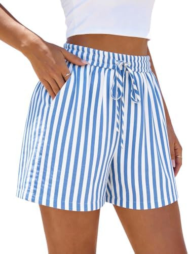 PRETTYGARDEN Pantalones cortos de verano con cintura elástica para mujer, a la moda, 2026, a cua... | Amazon (US)