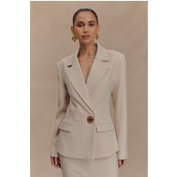 Max Cinched Waist Blazer - Ivory Stone I MESHKI I Size S | MESHKI US