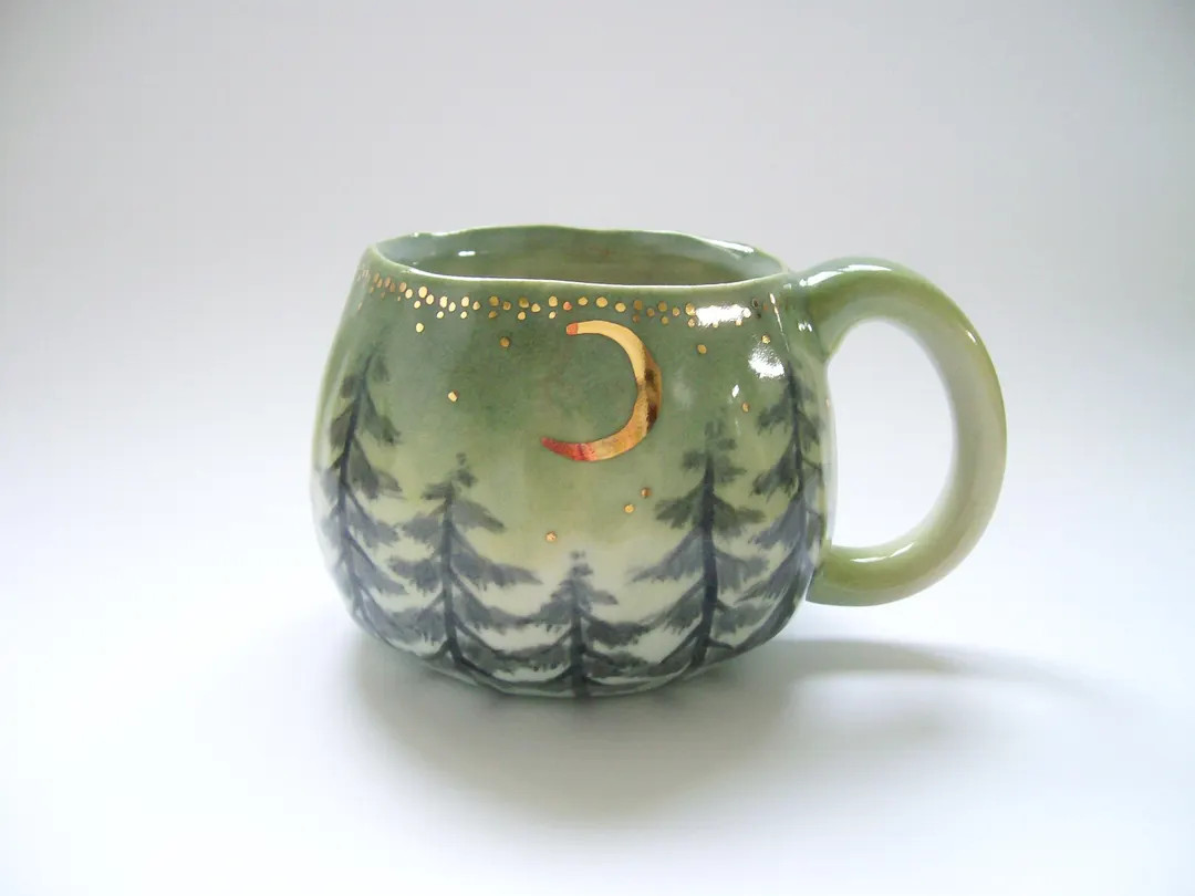 Forest Moon Mug in Green - Etsy | Etsy (Global)