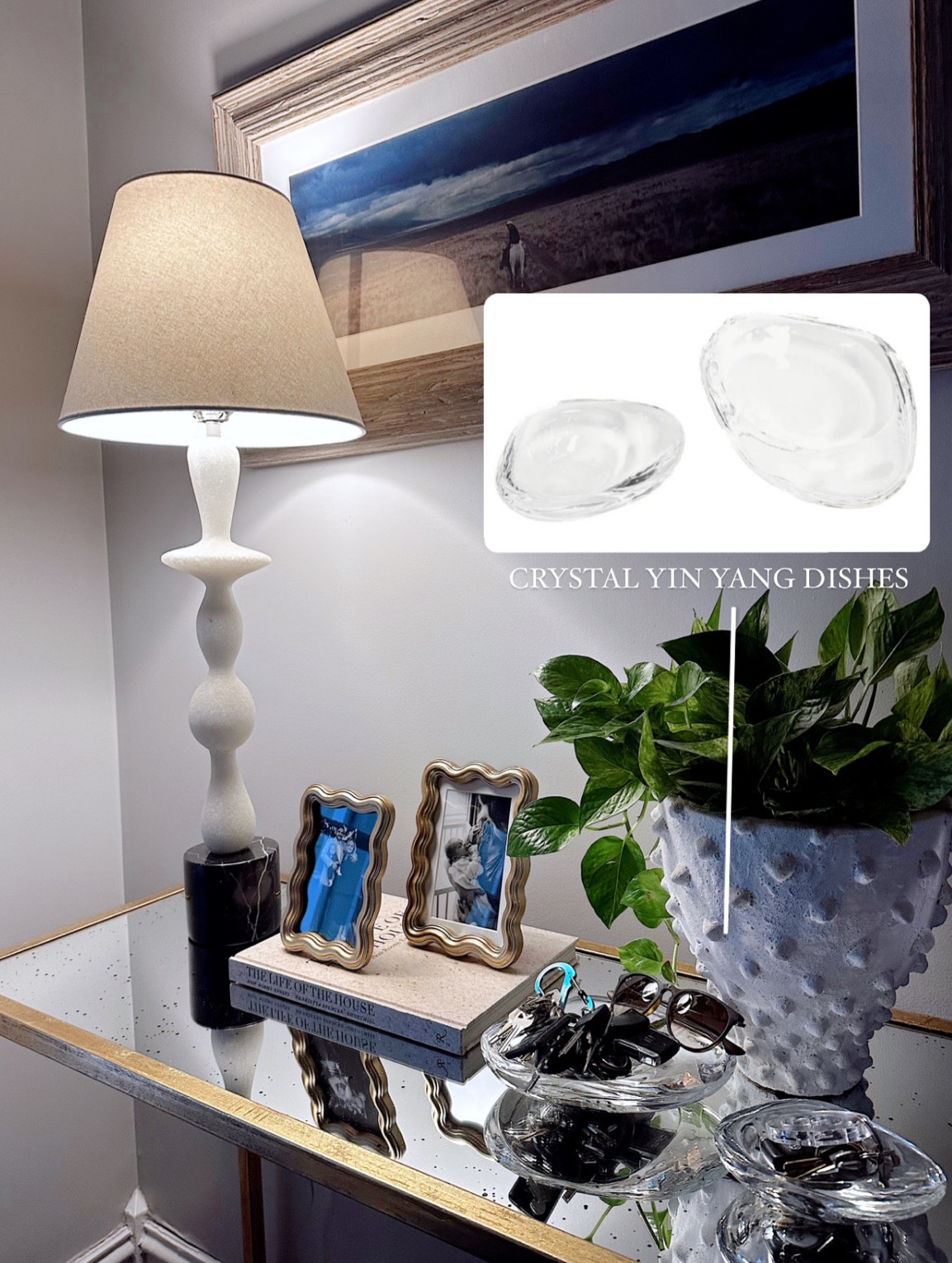 updated my entry table w/ these yin Yang Crystal dishes 🤍 | sold as set of 2 | home decor | home inspiration | foyer table | home accessories | classic decor | home find 

#LTKstyletip #LTKhome