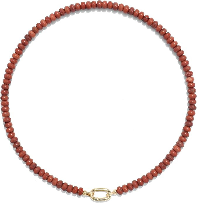 Beaded Gemstone Necklaces for Women, Bohemian Colored Choker Natural Stone Bead Summer Beach Hand... | Amazon (US)
