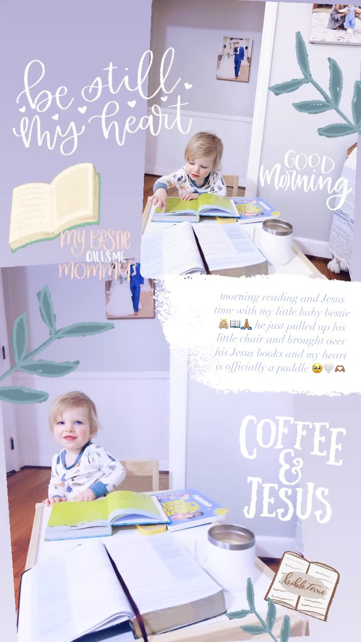 morning reading and Jesus time with my little baby bestie 👼🏼📖🙏🏽 he just pulled up his little chair and brought over his Jesus books and my heart is officially a puddle 🥹🤍🫶🏽

#LTKhome #LTKfamily #LTKbaby