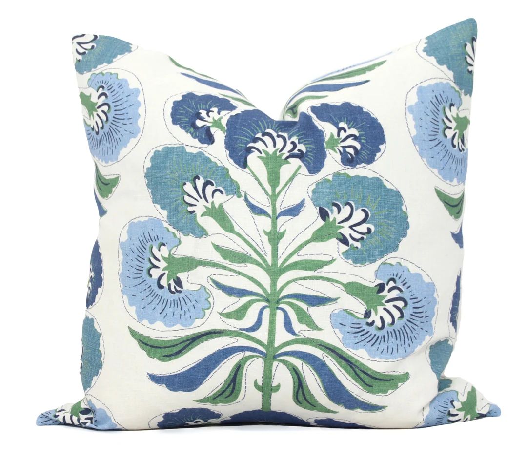 Blue and Green Tybee Tree Decorative Pillow Cover  18x18, 20x20, 22x22, Eurosham or lumbar Thibau... | Etsy (US)