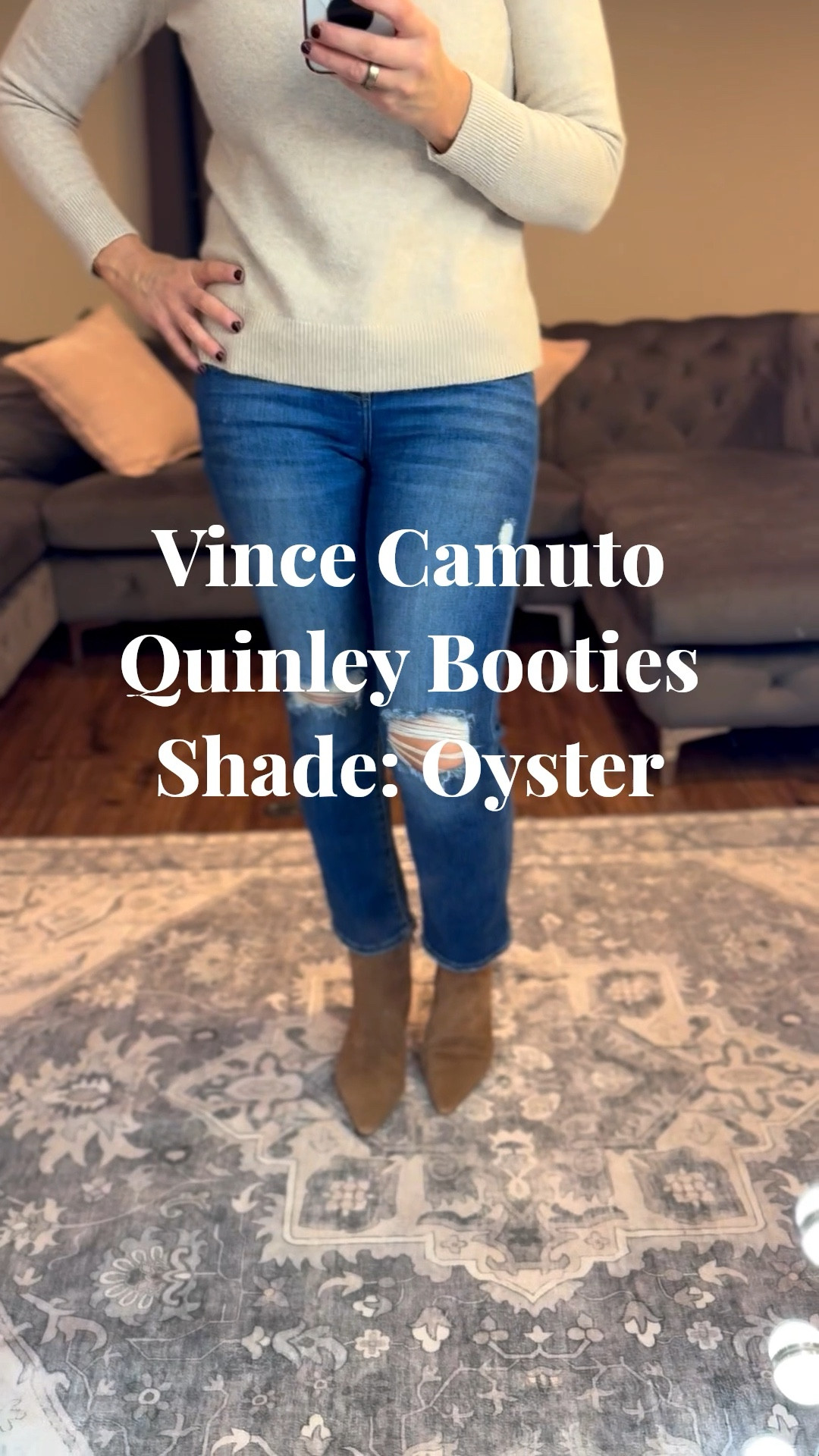 Vince Camuto
Quinley Bootie in the shade Oyster.

#LTKOver40 #LTKTall