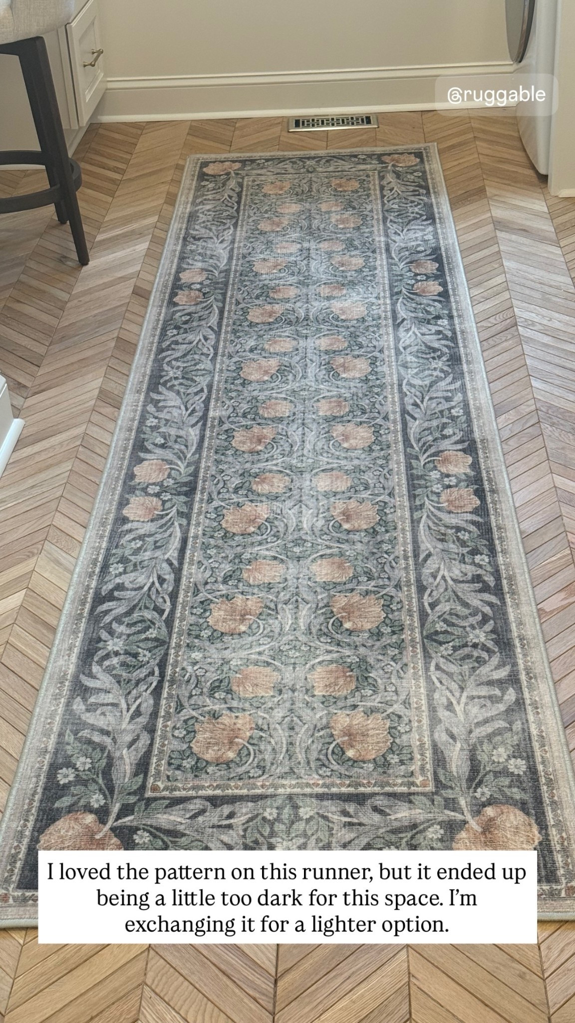 I loved the pattern on this runner, but it ended up being a little too dark for this space. I’m exchanging it for a lighter option. This one is gorgeous for the right space. Love the details! ❤️

#LTKHome