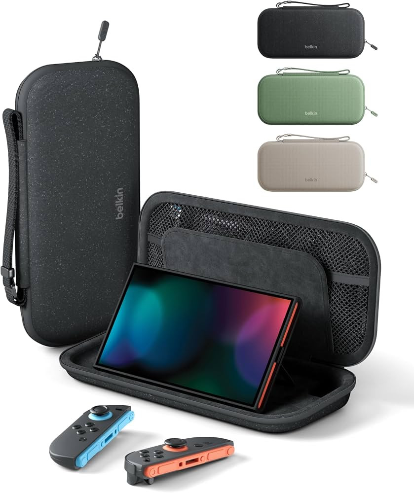 Belkin Nintendo Switch 2 Case, Travel Bag w/AirTag Holder & Storage Pocket for Up to 12 Game Card... | Amazon (US)