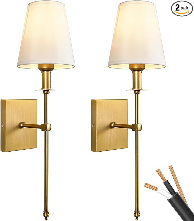 PASSICA DECOR Hardwired Wall Sconces Set of Two 2 Pack Vintage Wall Light Fixture for Bathroom Va... | Amazon (US)