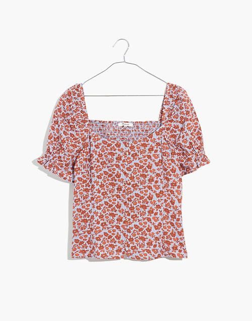 Button-Front Smocked-Back Top in Piccola Floral | Madewell