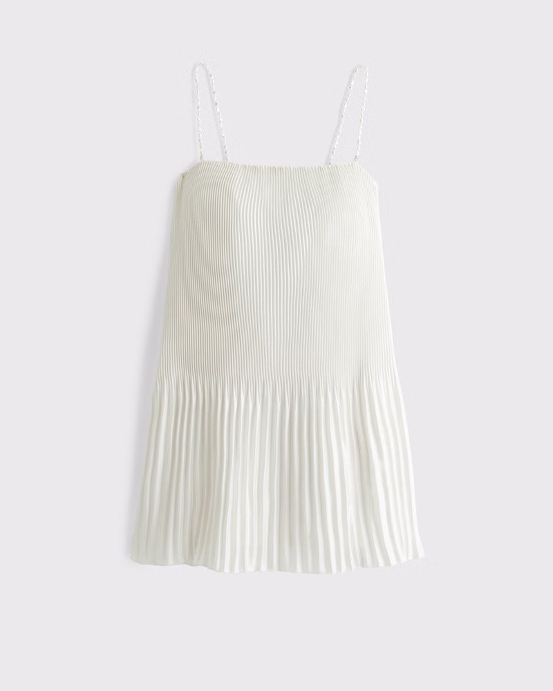 Abercrombie & Fitch Women's The A&F Giselle Faux Pearl Pleat Release Mini Dress in Pearl - Size XXS | Abercrombie & Fitch (US)