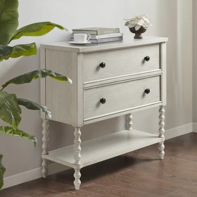 Beckett Spindle Wood 2-Drawer Accent Chest with Lower Shelf | Wayfair North America