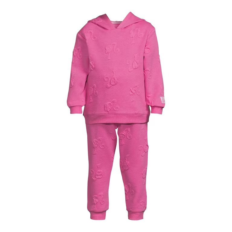 Barbie Toddler Girl Embossed Hoodie and Jogger Set, 2-Piece, Sizes 2T-5T | Walmart (US)