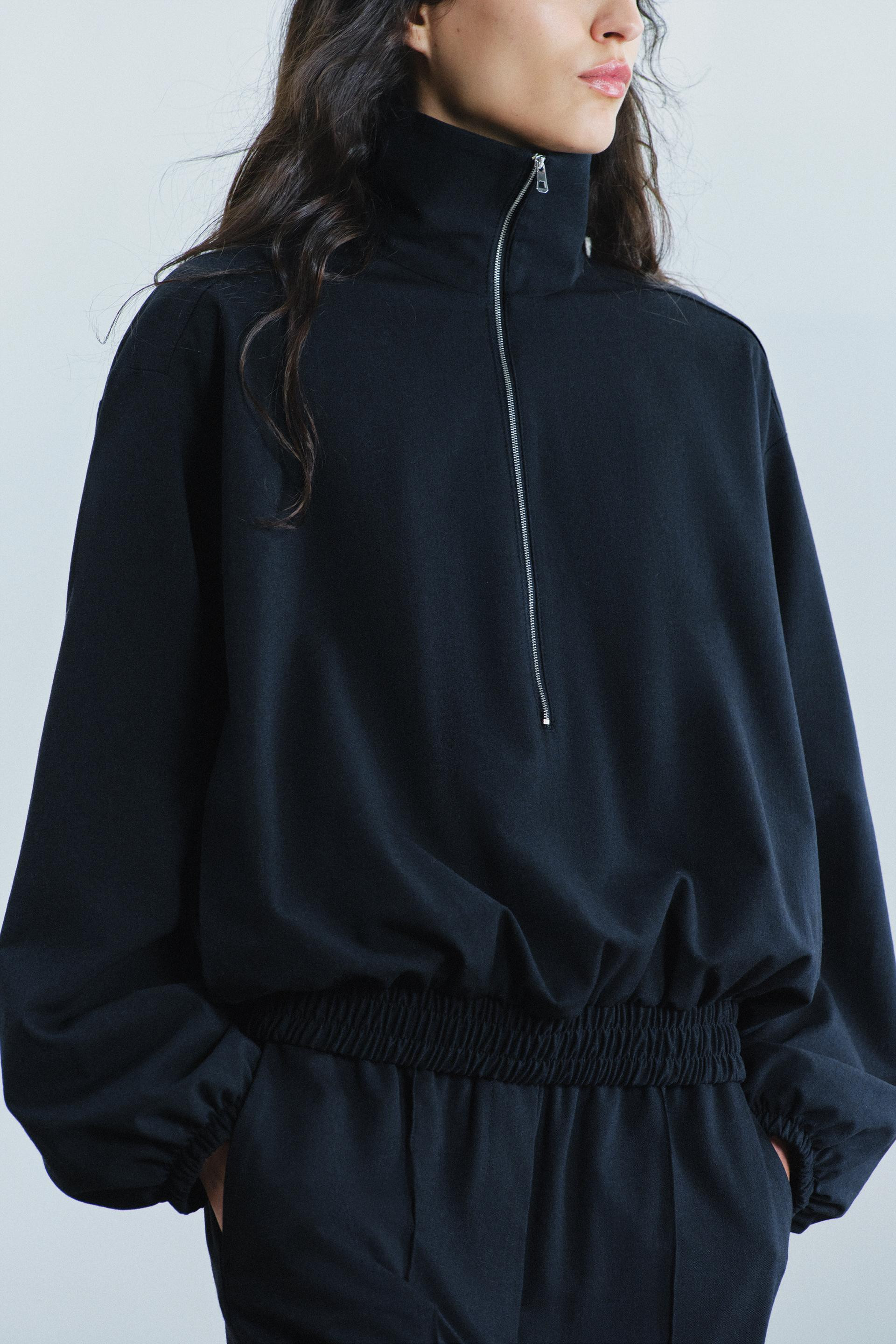 Zara - Zw Collection Zip Bomber Jacket - Navy Blue - S - Woman | Zara US