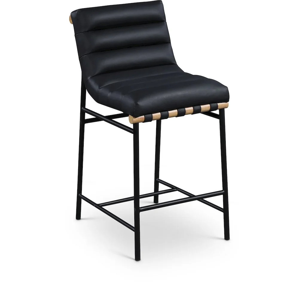 Meridian Furniture Burke Black Vegan Leather Counter Stool | Walmart (US)