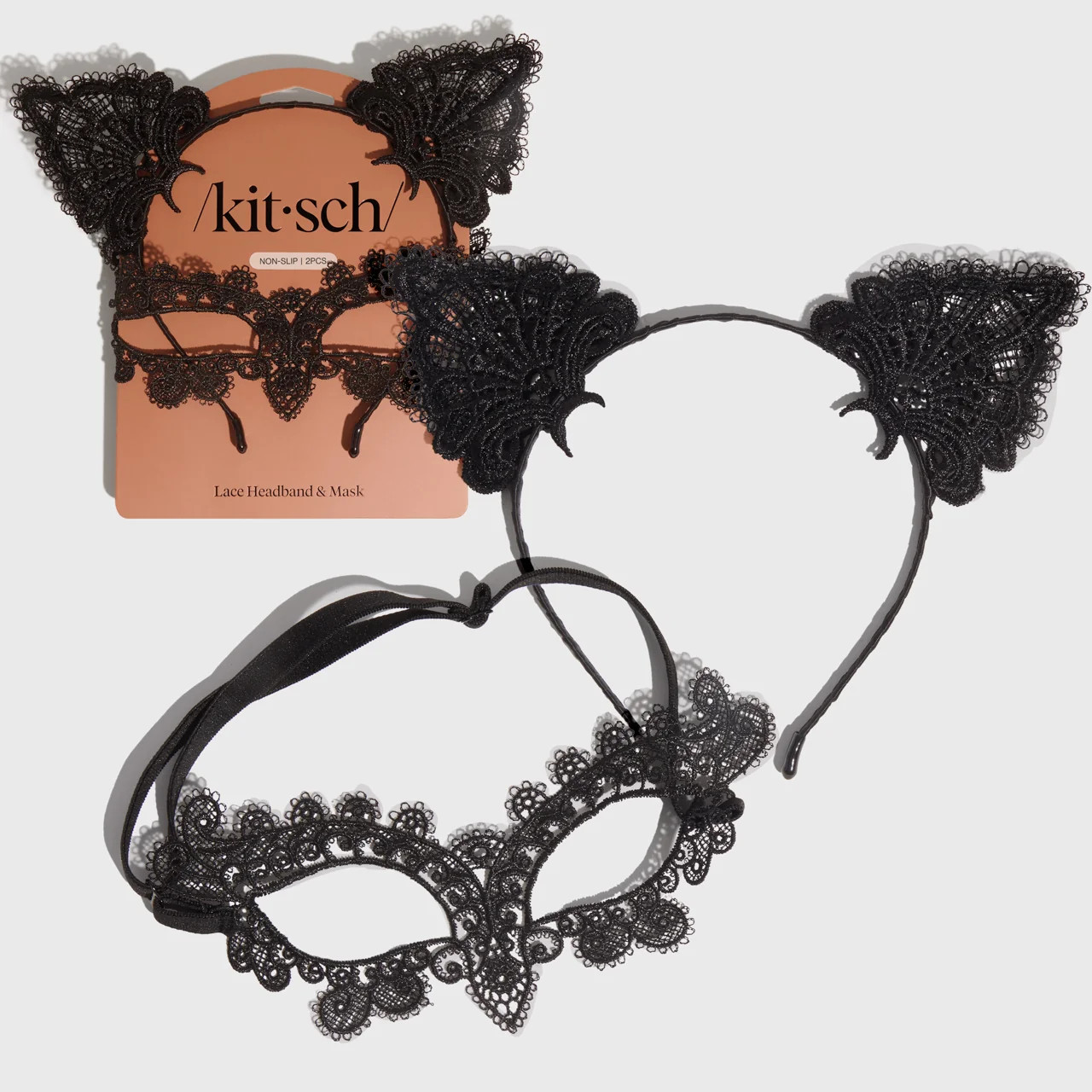 Black Cat Lace Headband & Mask | KITSCH | Kitsch