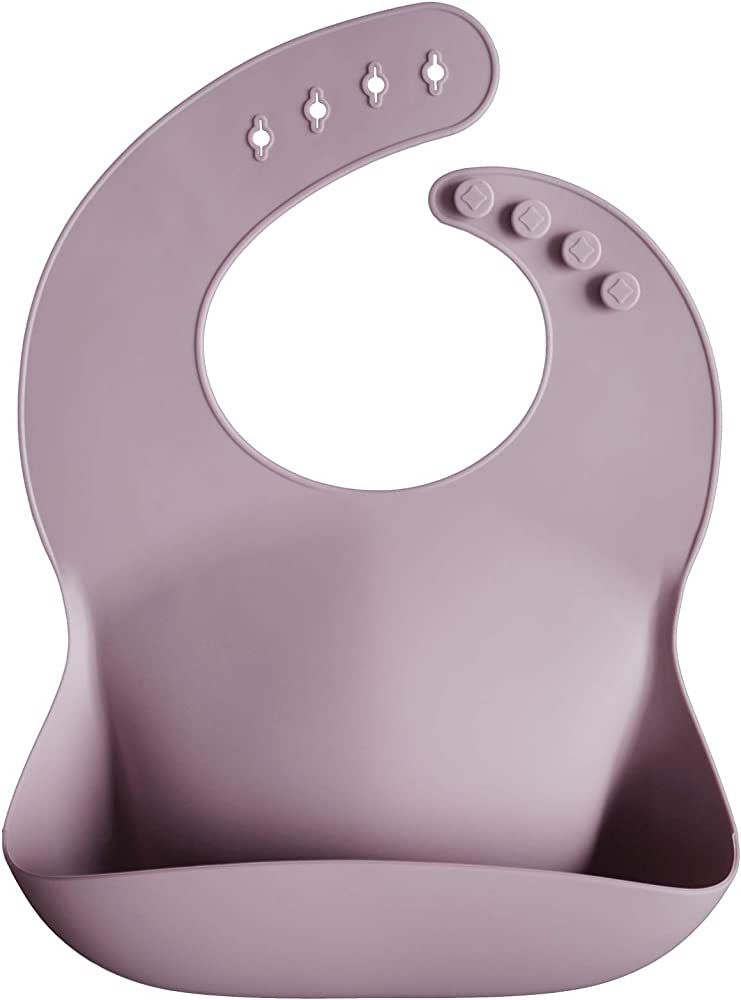mushie Silicone Baby Bib | Adjustable Fit Waterproof Bibs (Pale Mauve) | Amazon (US)