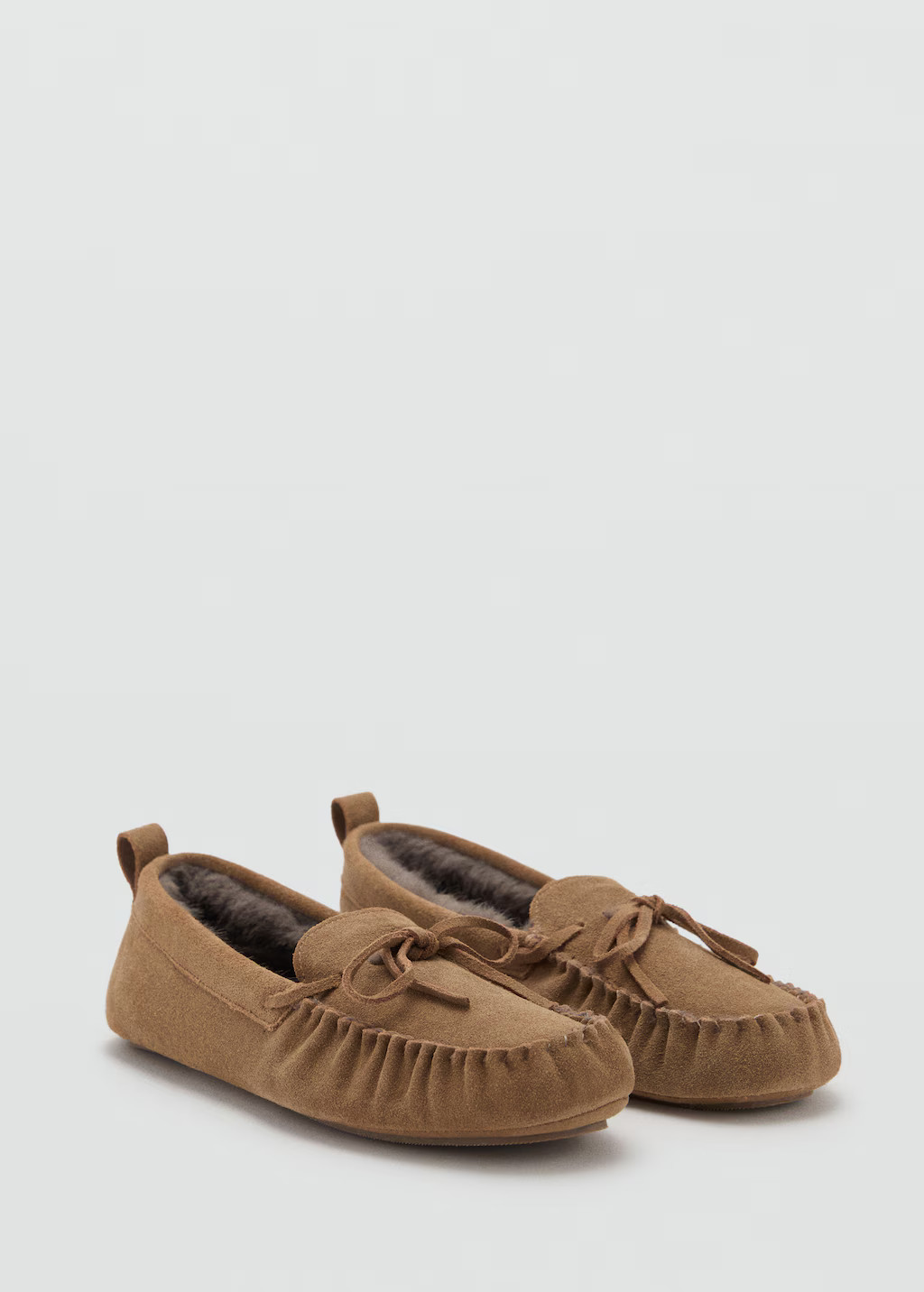 Leather moccasins with fur lining - Women | MANGO United Kingdom | MANGO (UK)