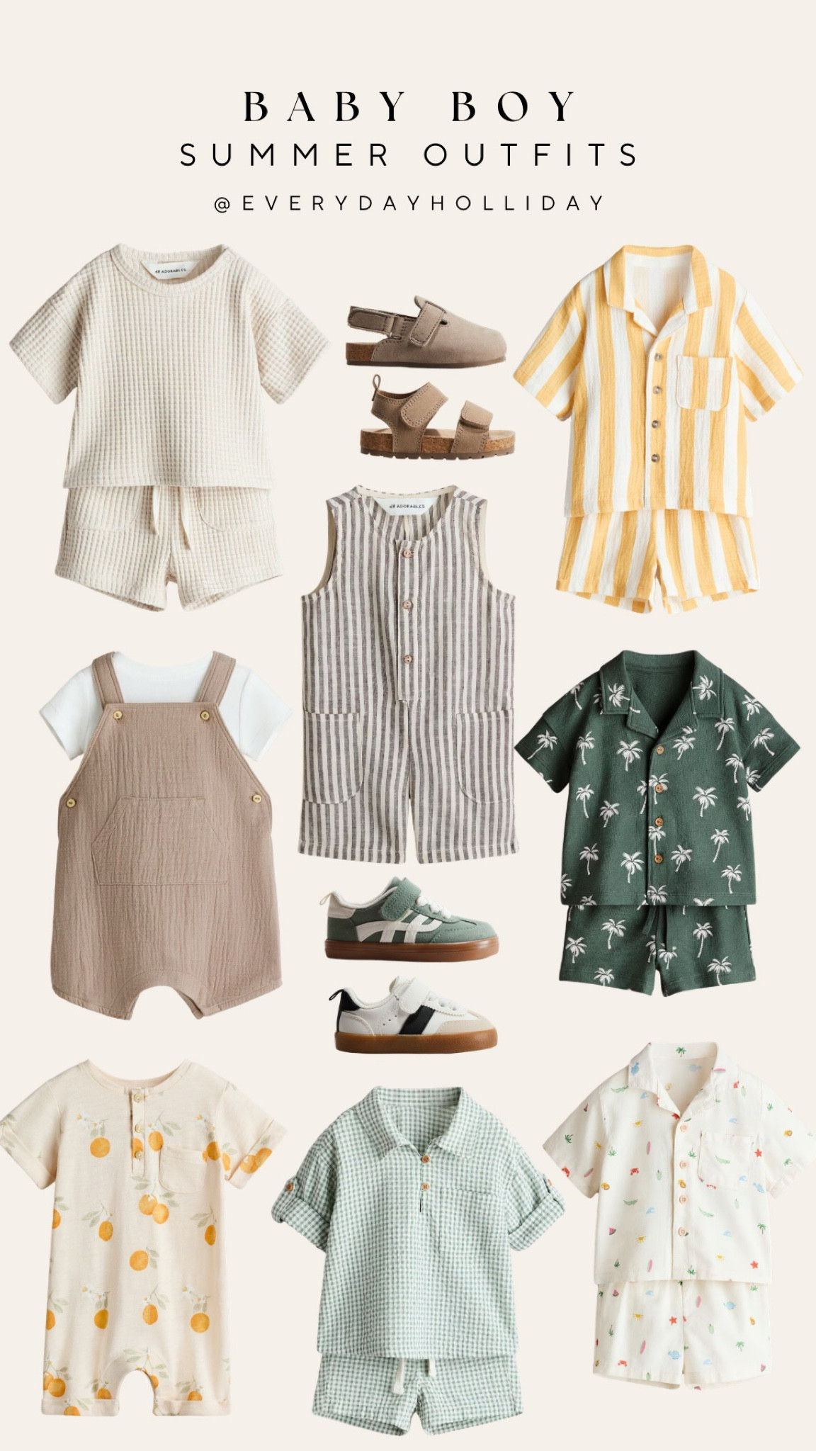 Baby boy summer outfit roundup from H&M is here and I may have gone overboard 🌴 Neutral waffle sets, linen overalls, palm tree matching sets, citrus rompers, gingham button-downs — plus the cutest little sandals and sneakers. Everything is linked below for you!

#LTKootd #LTKBaby #LTKKids