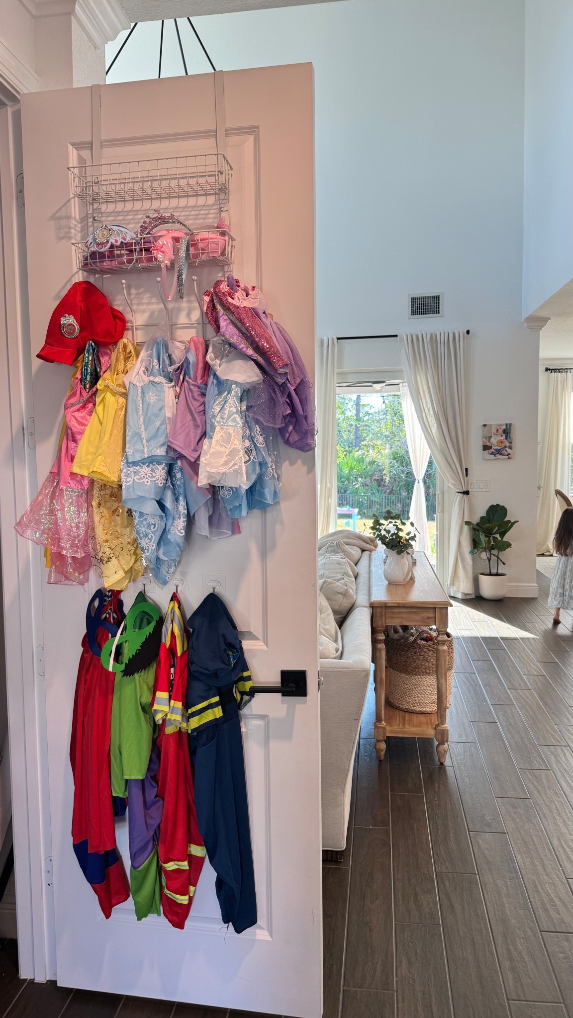 Playroom closet door: hook idea for dress up! We keep some things in a plastic a box still I bust out but this is not to hang them and see them. 

#LTKmomlife #LTKHome #LTKKids